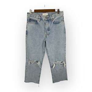 Mng Denim Womens size 6 Cropped High Waist Distressed Button Fly Jeans